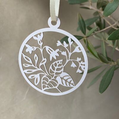 Étiquettes cadeaux en papier naturel prairie fleurie couleur blanc