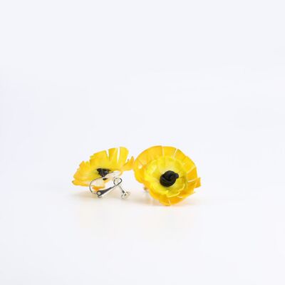 Boucles d'oreilles Clip sur Tournesol - Peintes à la main - Jaune