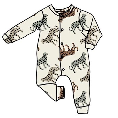 Gepunkteter Schlafanzug mit Leoparden-Manschetten
