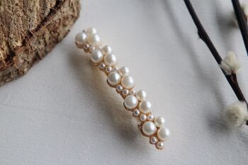 Barrette Inès perles blanches 2