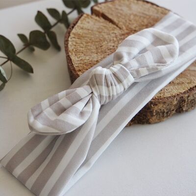 Nael Child's Headband with Beige and White Stripes