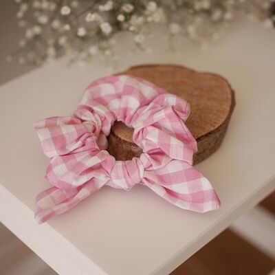 Scrunchie Bow Jean Vichy Pink