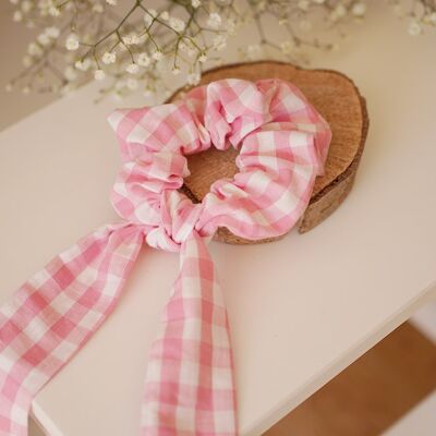 Scrunchie Ribbon Jean Vichy Pink