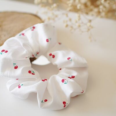 Cherry Red and White Scrunchie