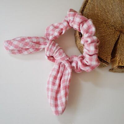Child Scrunchie Constance Vichy Pink and White