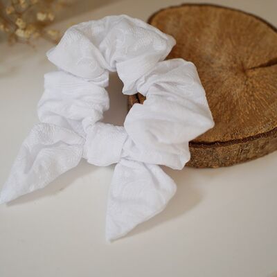 Scrunchie Bow Gabrielle White English Embroidery