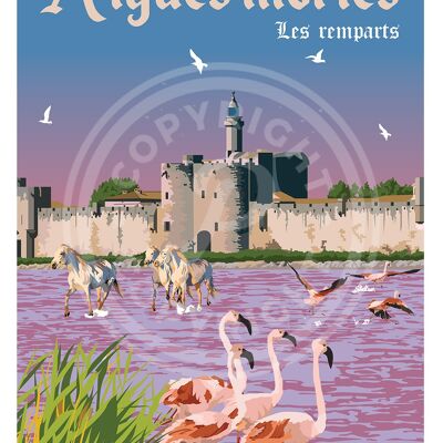 Affiche ville aigues-mortes - 50x70 cm