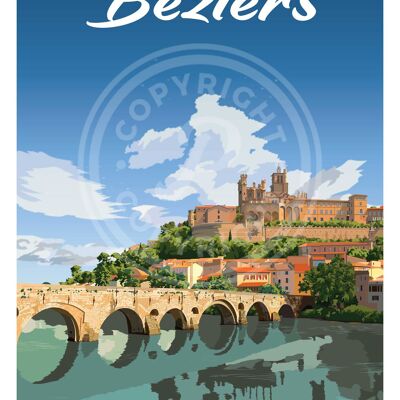 CITY OF BEZIERS POSTER - 50X70 CM