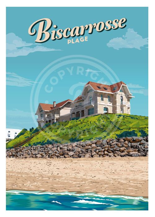 Affiche maison jumelle biscarrosse plage - 30x40 cm