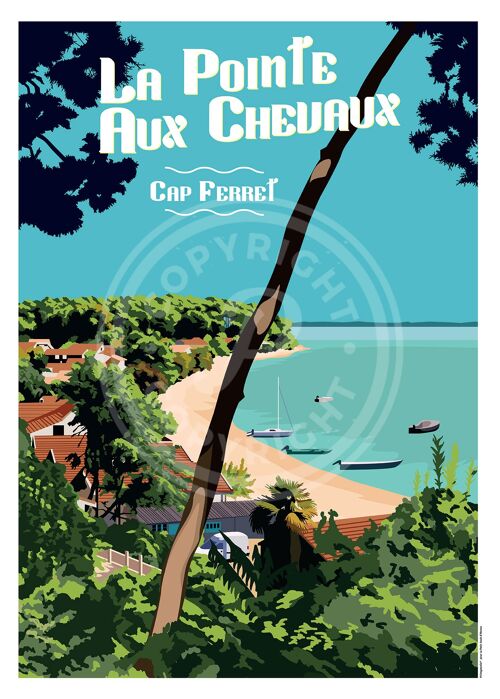 Affiche de la pointe aux chevaux - cap ferret - 30x40 cm