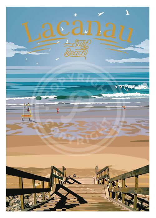 Affiche de lacanau beach - 30x40 cm