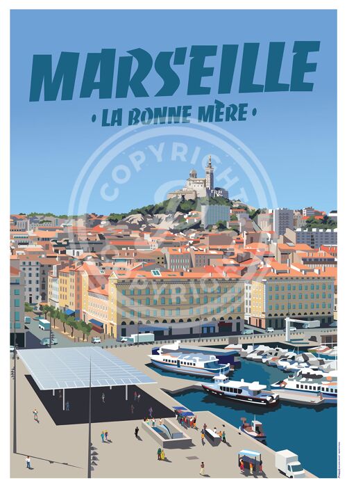 Affiche de marseille le vieux port - 30x40 cm