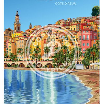 Affiche ville de menton - 30x40 cm