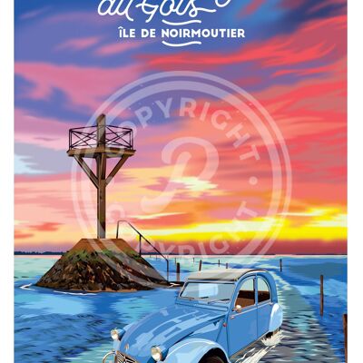 Affiche île d'oleron - passage du gois - 50x70 cm