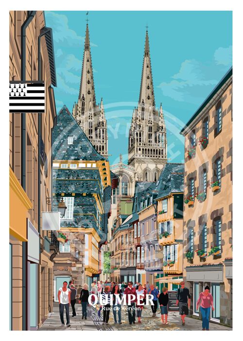 Affiche de la ville de quimper - 50x70 cm