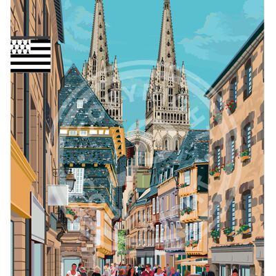 Affiche de la ville de quimper - 50x70 cm