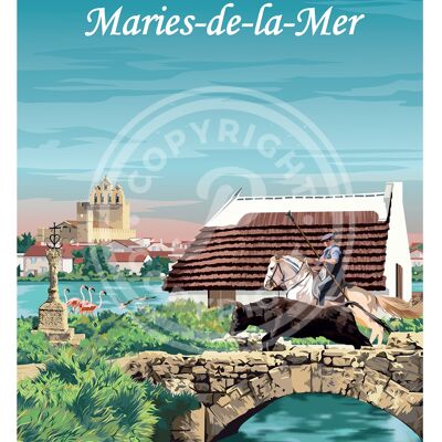 POSTER OF THE CITY OF SAINTES MARIES DE LA MER - 50X70 CM
