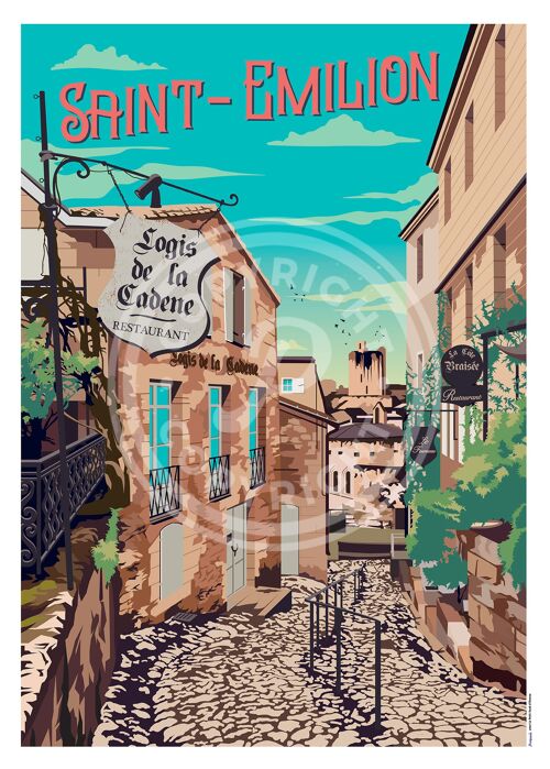 Affiche de la ville de saint emilion - 30x40 cm