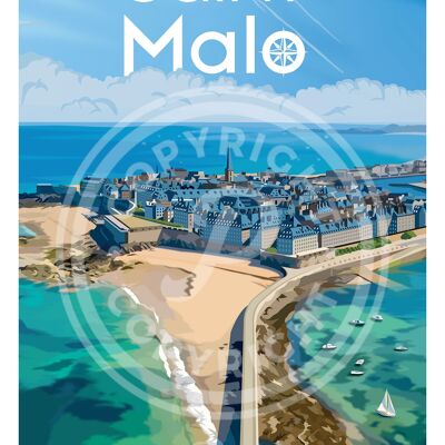Affiche de la ville de saint-malo - 30x40 cm