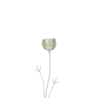 candelero de pie flor vidrio verde large-3626
