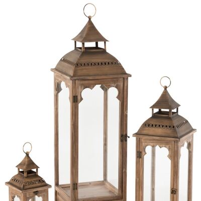 set de 3 linternas bistro madera de abeto marron-15675