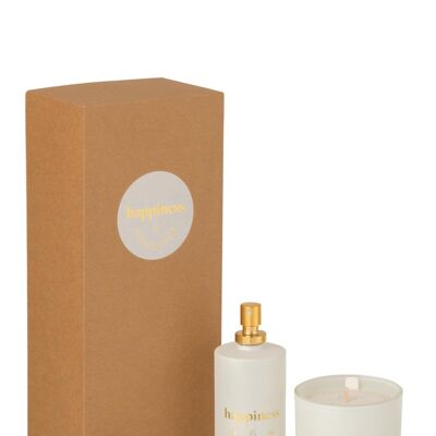 caja perfume de la casa+vela aromatica happiness floral mist 100ml blanco-30u-16464