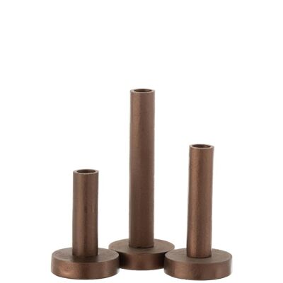 set de 3 candelabros bajo moderno hierro opaque marron oscuro-17252