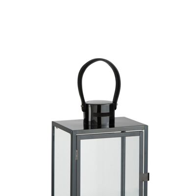 linterna rectangular acero/cristal negro-85479