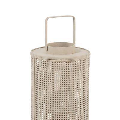 linterna alambrado redonda bambu/cristal beige large-92262