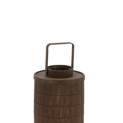 linterna cilindrica bambu/cristal marron small-92298