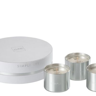 caja 3velas perfumadas simplicity cera blanco/plata-18u-94149