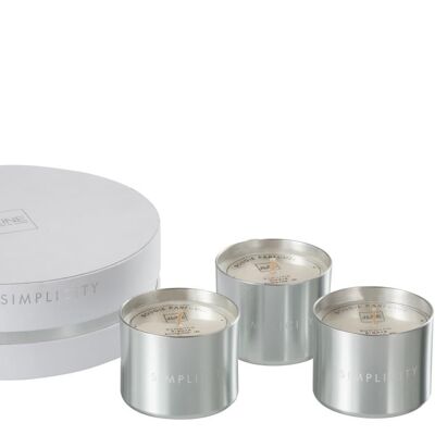 caja 3velas perfumadas simplicity cera blanco/plata-18u-94149