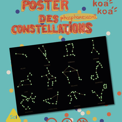 Dibuja las constelaciones en un póster fosforescente