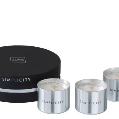 caja 3 velas perfumadas simplicity cera negro/plata-18u-95491