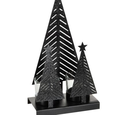 portavelas navidad brillo madera/metal negro medium-97318