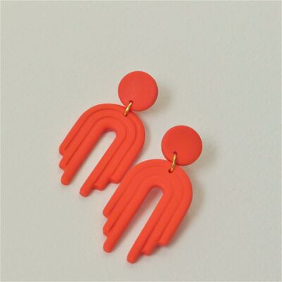 Burnt Orange Modern Arch Dangle Earrings