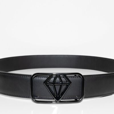 The Precious 36 mm leather belt with buckle in gun metal