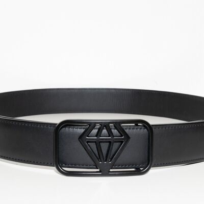 The Precious 36 mm leather belt with buckle in matt black