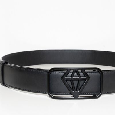 The Precious 36 mm leather belt with buckle in matt black