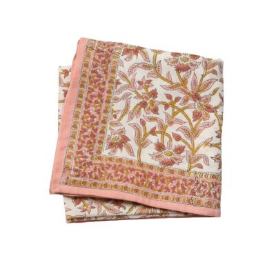 Printed scarf “Indian flowers” Turmeric Ecru