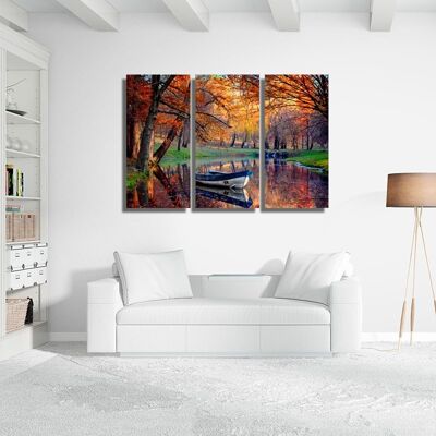 Canvas Autumn river  -3 Parts - S