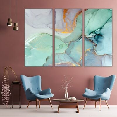 Canvas Blue-green marble -3 Parts - S