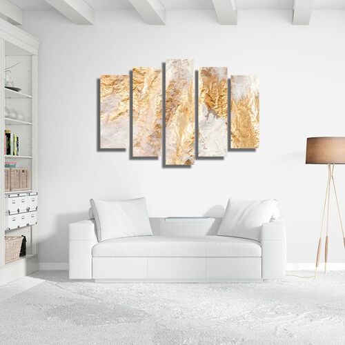 Canvas Golden-white abstraction -5 Parts - S