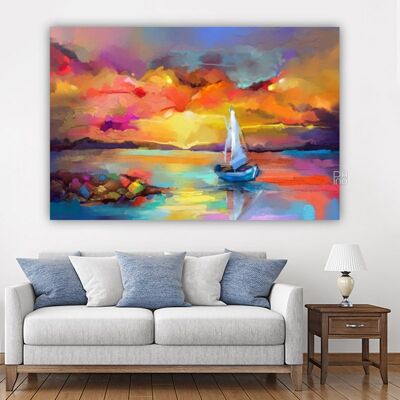 Canvas Abstract flower sunset -1 Part - S
