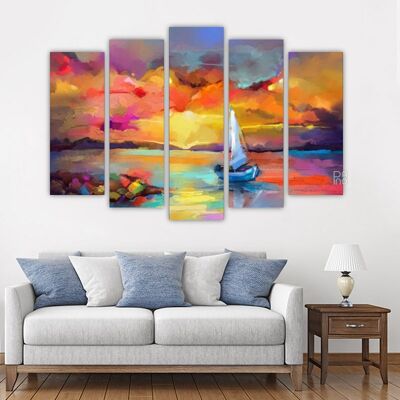 Canvas Abstract flower sunset -5 Parts - S