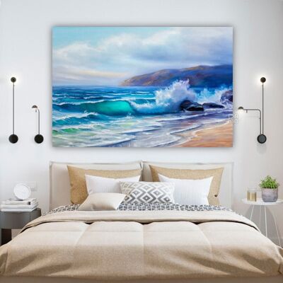Canvas Oil  painting of the sea on canvas. -1 Part - S