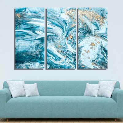 Canvas Blue and gold abstraction -3 Parts - S