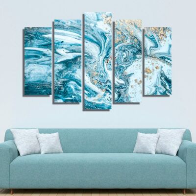 Canvas Blue and gold abstraction -5 Parts - S