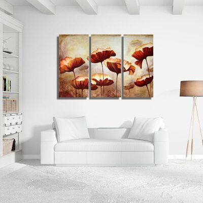 Canvas Abstract beige flowers -3 Parts - S