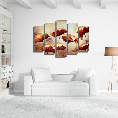 Canvas Abstract beige flowers -5 Parts - M